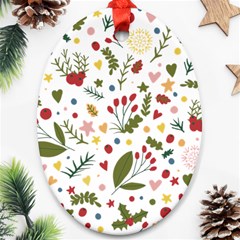 Floral Christmas Pattern  Ornament (oval) by Valentinaart