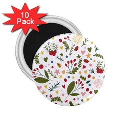 Floral Christmas Pattern  2 25  Magnets (10 Pack)  by Valentinaart