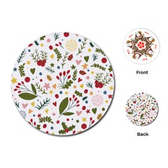 Floral Christmas Pattern  Playing Cards (round) by Valentinaart