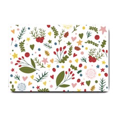 Floral Christmas Pattern  Small Doormat  by Valentinaart