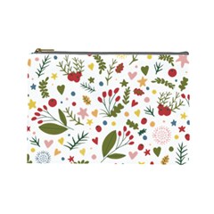 Floral Christmas Pattern  Cosmetic Bag (large) by Valentinaart