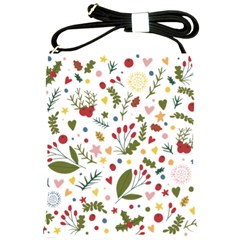 Floral Christmas Pattern  Shoulder Sling Bag by Valentinaart