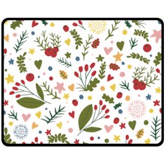 Floral Christmas Pattern  Fleece Blanket (medium)  by Valentinaart