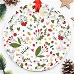 Floral Christmas pattern  Round Filigree Ornament (Two Sides) Back