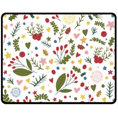 Floral Christmas Pattern  Double Sided Fleece Blanket (medium) 