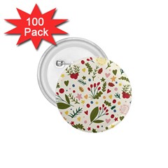 Floral Christmas Pattern  1 75  Buttons (100 Pack)  by Valentinaart