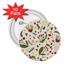 Floral Christmas Pattern  2 25  Buttons (10 Pack)  by Valentinaart