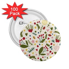 Floral Christmas Pattern  2 25  Buttons (100 Pack)  by Valentinaart