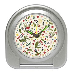 Floral Christmas Pattern  Travel Alarm Clock by Valentinaart