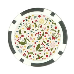 Floral Christmas Pattern  Poker Chip Card Guard by Valentinaart