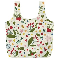 Floral Christmas Pattern  Full Print Recycle Bag (xl)