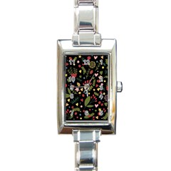 Floral Christmas Pattern  Rectangle Italian Charm Watch by Valentinaart