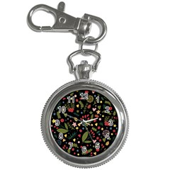 Floral Christmas Pattern  Key Chain Watches by Valentinaart