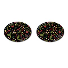 Floral Christmas Pattern  Cufflinks (oval) by Valentinaart