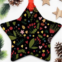 Floral Christmas Pattern  Star Ornament (two Sides) by Valentinaart