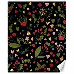 Floral Christmas Pattern  Canvas 11  X 14  by Valentinaart