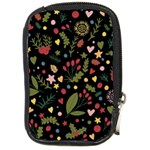 Floral Christmas pattern  Compact Camera Leather Case Front