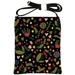 Floral Christmas Pattern  Shoulder Sling Bag by Valentinaart