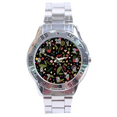 Floral Christmas Pattern  Stainless Steel Analogue Watch by Valentinaart