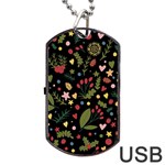 Floral Christmas pattern  Dog Tag USB Flash (Two Sides) Front