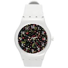 Floral Christmas Pattern  Round Plastic Sport Watch (m) by Valentinaart