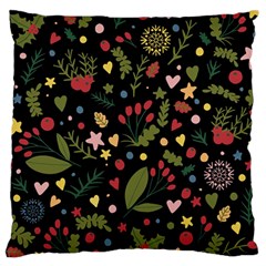 Floral Christmas Pattern  Large Cushion Case (one Side) by Valentinaart