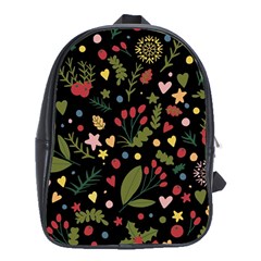 Floral Christmas Pattern  School Bag (xl) by Valentinaart