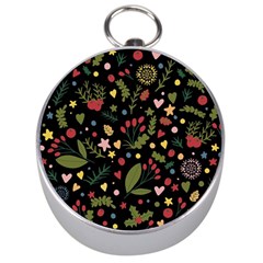 Floral Christmas Pattern  Silver Compasses by Valentinaart