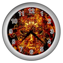 Vulcano Poster Artwork Wall Clock (silver) by dflcprintsclothing