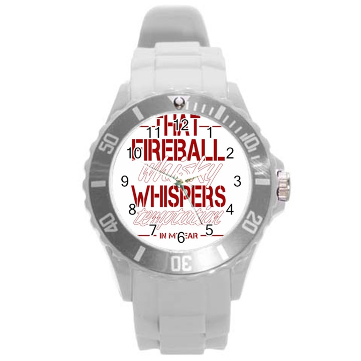 Fireball Whiskey Shirt Solid Letters 2016 Round Plastic Sport Watch (L)