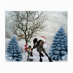 Christmas, Cute Bird With Horse Small Glasses Cloth (2-side) by FantasyWorld7