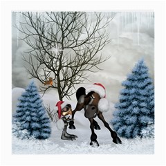 Christmas, Cute Bird With Horse Medium Glasses Cloth by FantasyWorld7