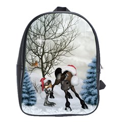 Christmas, Cute Bird With Horse School Bag (large) by FantasyWorld7