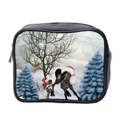 Christmas, Cute Bird With Horse Mini Toiletries Bag (two Sides) by FantasyWorld7