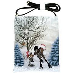 Christmas, Cute Bird With Horse Shoulder Sling Bag by FantasyWorld7