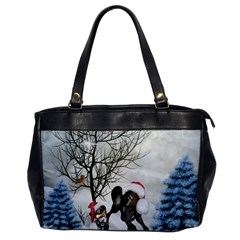 Christmas, Cute Bird With Horse Oversize Office Handbag by FantasyWorld7