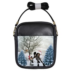 Christmas, Cute Bird With Horse Girls Sling Bag by FantasyWorld7