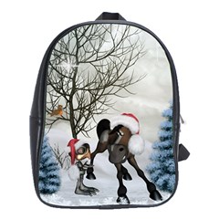 Christmas, Cute Bird With Horse School Bag (xl) by FantasyWorld7