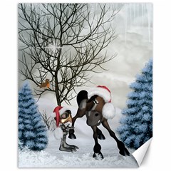 Christmas, Cute Bird With Horse Canvas 16  X 20  by FantasyWorld7