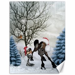 Christmas, Cute Bird With Horse Canvas 18  X 24  by FantasyWorld7