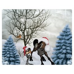 Christmas, Cute Bird With Horse Double Sided Flano Blanket (medium) 