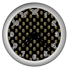 Venetian Mask Motif Pattern 1 Wall Clock (silver) by dflcprintsclothing