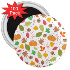 Thanksgiving Pattern 3  Magnets (100 Pack) by Valentinaart