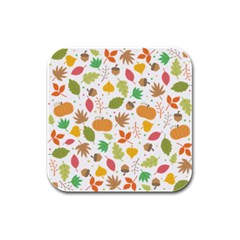 Thanksgiving Pattern Rubber Square Coaster (4 Pack)  by Valentinaart