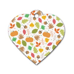 Thanksgiving Pattern Dog Tag Heart (one Side) by Valentinaart