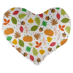 Thanksgiving Pattern Large 19  Premium Heart Shape Cushions by Valentinaart