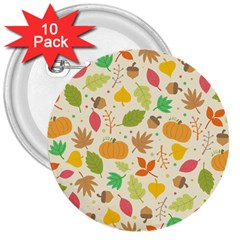 Thanksgiving Pattern 3  Buttons (10 Pack)  by Valentinaart