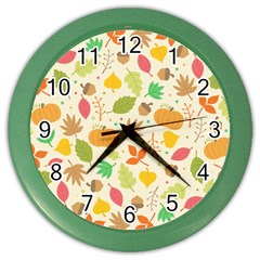 Thanksgiving Pattern Color Wall Clock by Valentinaart