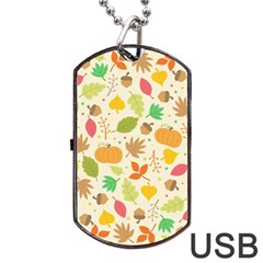 Thanksgiving Pattern Dog Tag Usb Flash (one Side) by Valentinaart