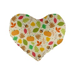 Thanksgiving Pattern Standard 16  Premium Flano Heart Shape Cushions by Valentinaart